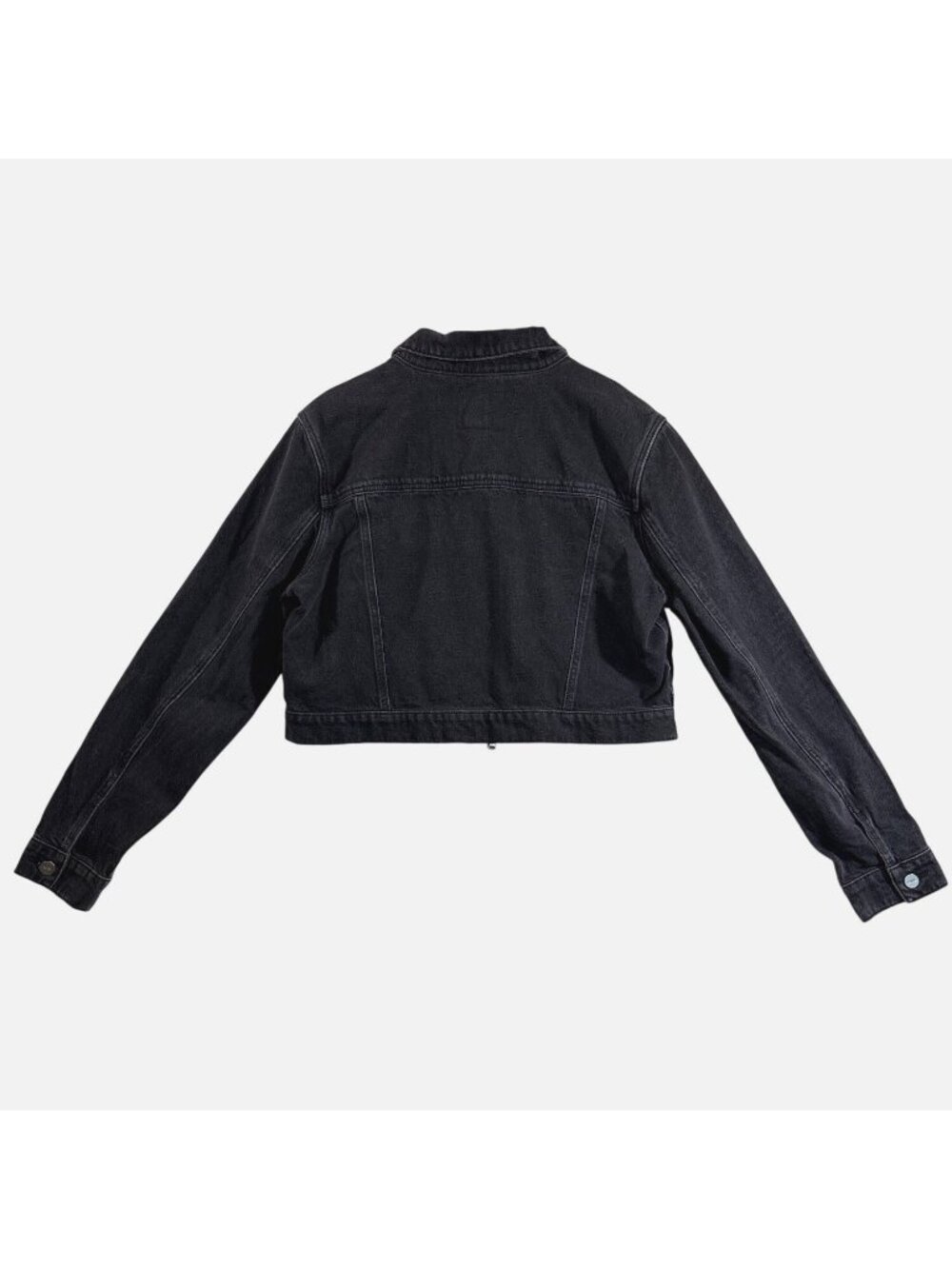 PAIGE Vivienne Cropped Faded Black Denim Zip Jacket L - Picture 2 of 10